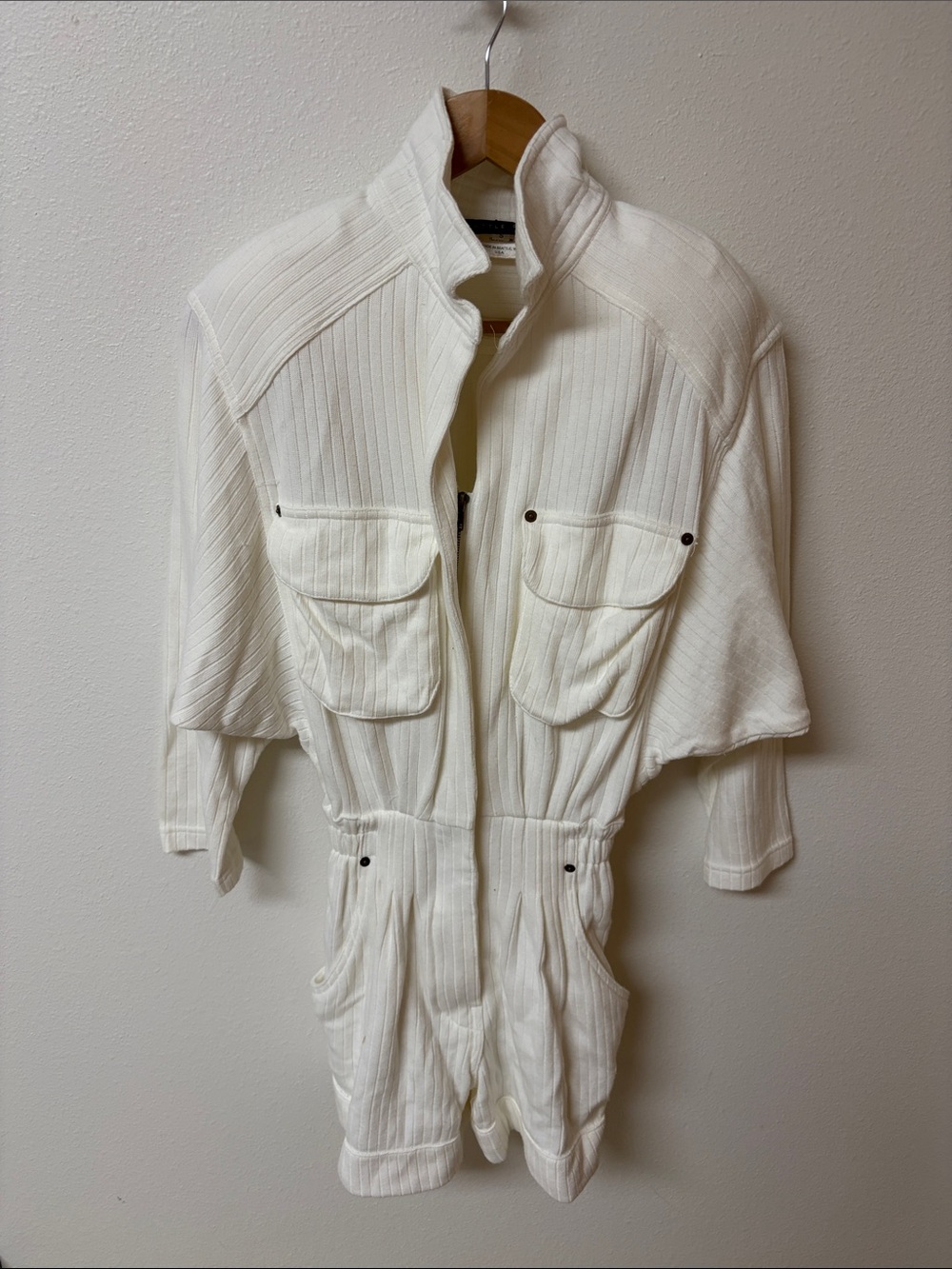 Seattle Gear women’s cotton White Ribbed Romper, size S